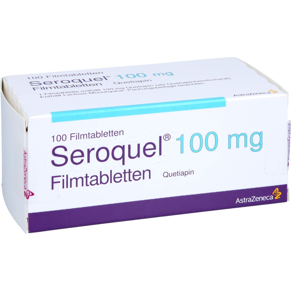 Das Produktfoto zeigt Seroquel 100 Mg Filmtabletten (100 stk) PZN 00948673