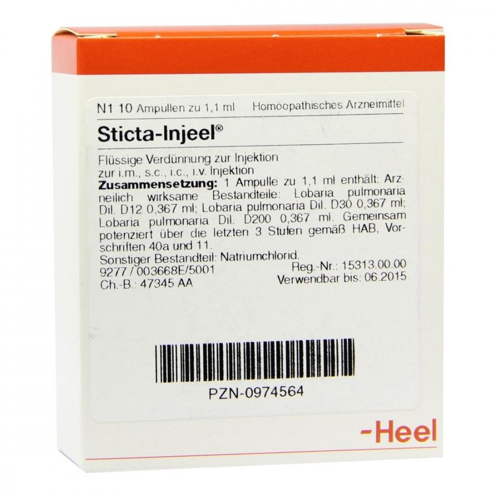 Das Produktfoto zeigt Sticta Injeel Ampullen (10 stk) PZN 00974564