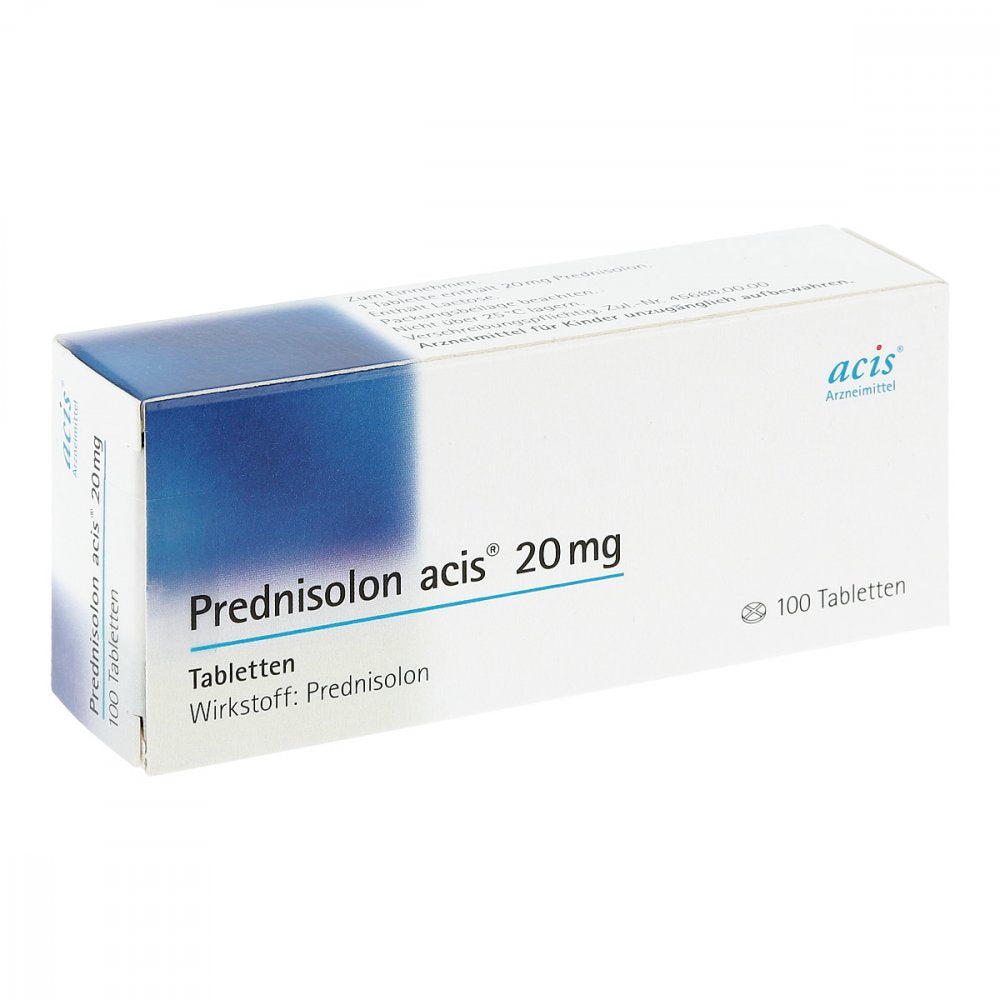 Das Produktfoto zeigt Prednisolon Acis 20 Mg Tabletten (100 stk) PZN 00985160