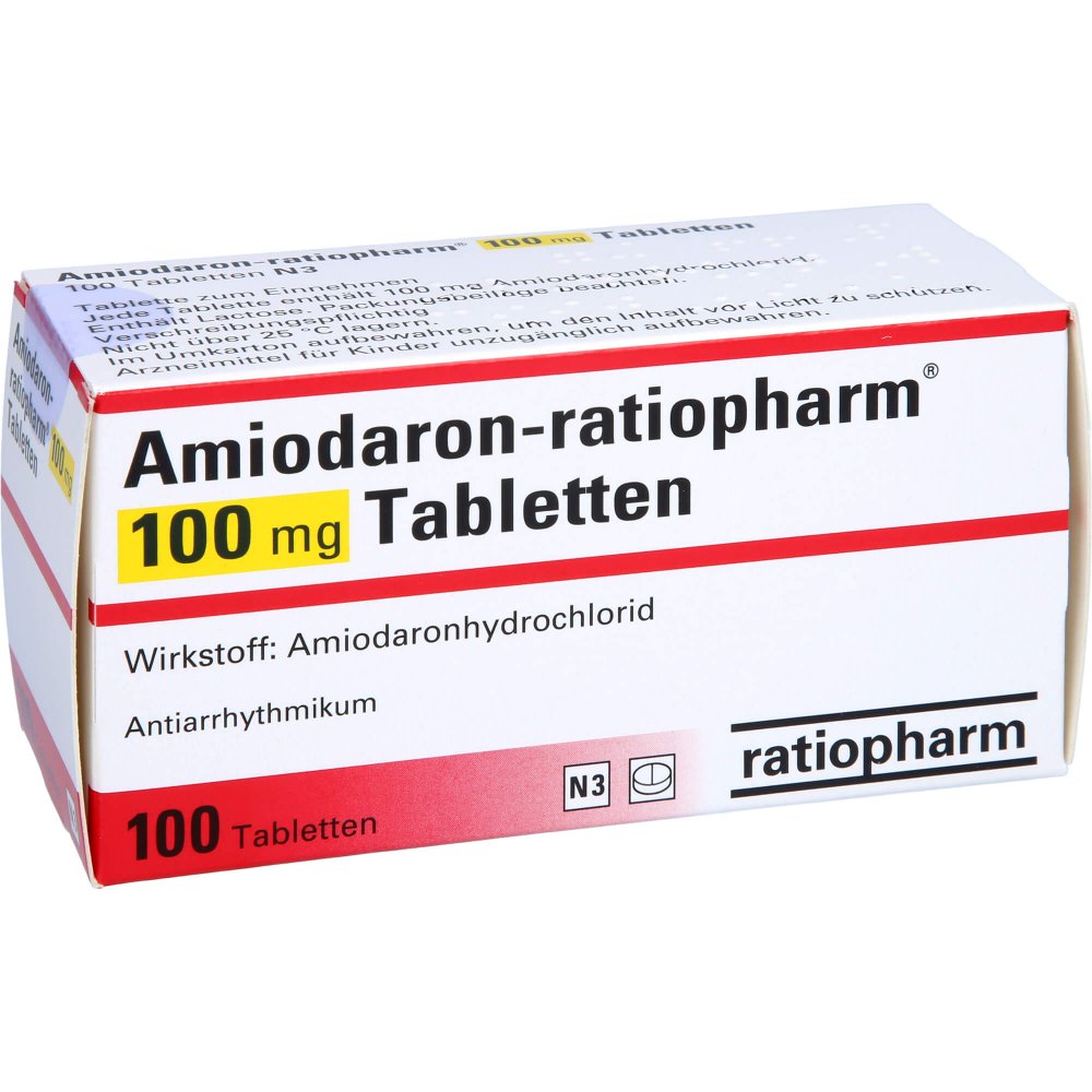 Das Produktfoto zeigt Amiodaron-Ratiopharm 100 Mg Tabletten (100 stk) PZN 00987443