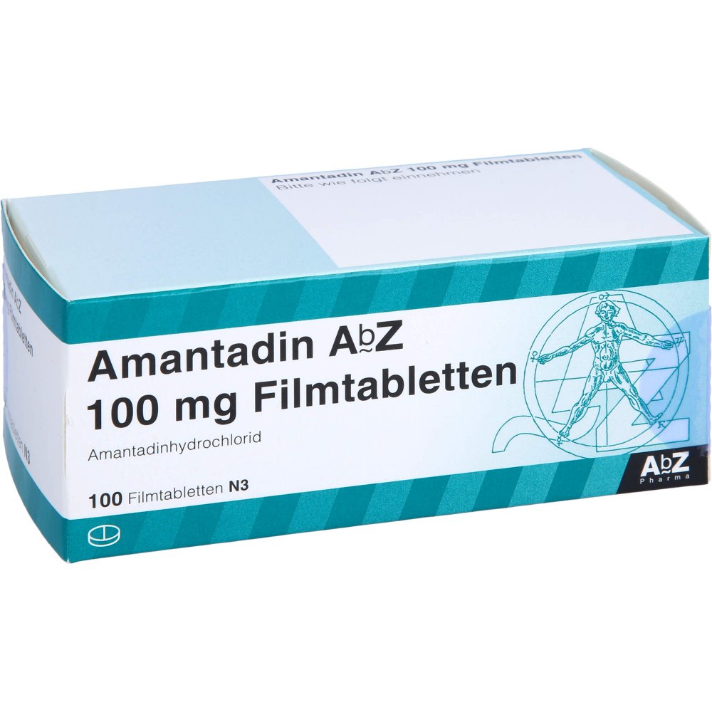 Das Produktfoto zeigt Amantadin Abz 100 Mg Filmtabletten (100 stk) PZN 01014659