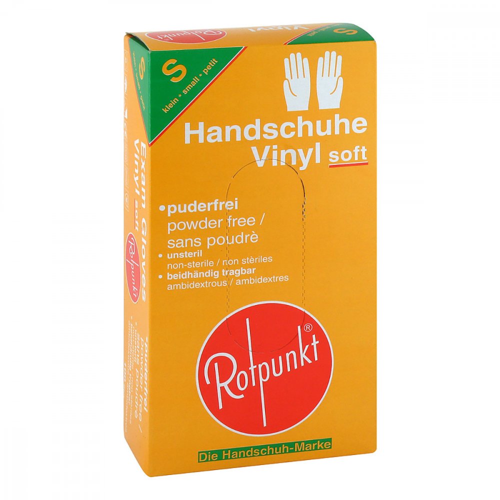 Das Produktfoto zeigt Handschuhe Vinyl Soft S (100 stk) PZN 01026881