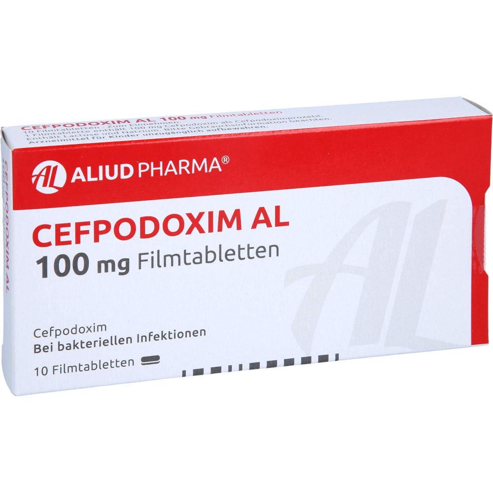 Das Produktfoto zeigt Cefpodoxim Al 100 Mg Filmtabletten (10 stk) PZN 01053292