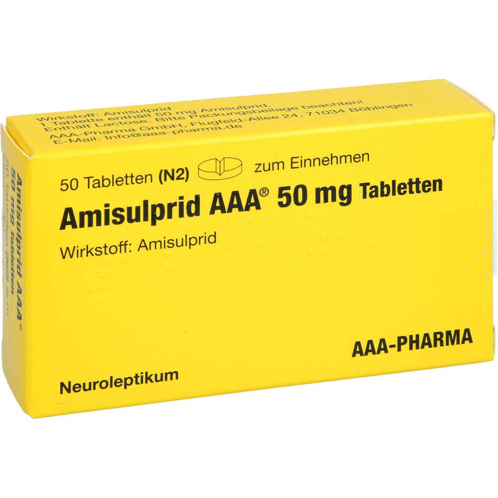 Das Produktfoto zeigt Amisulprid Aaa-Pharma 50 Mg Tabletten (50 stk) PZN 01131388