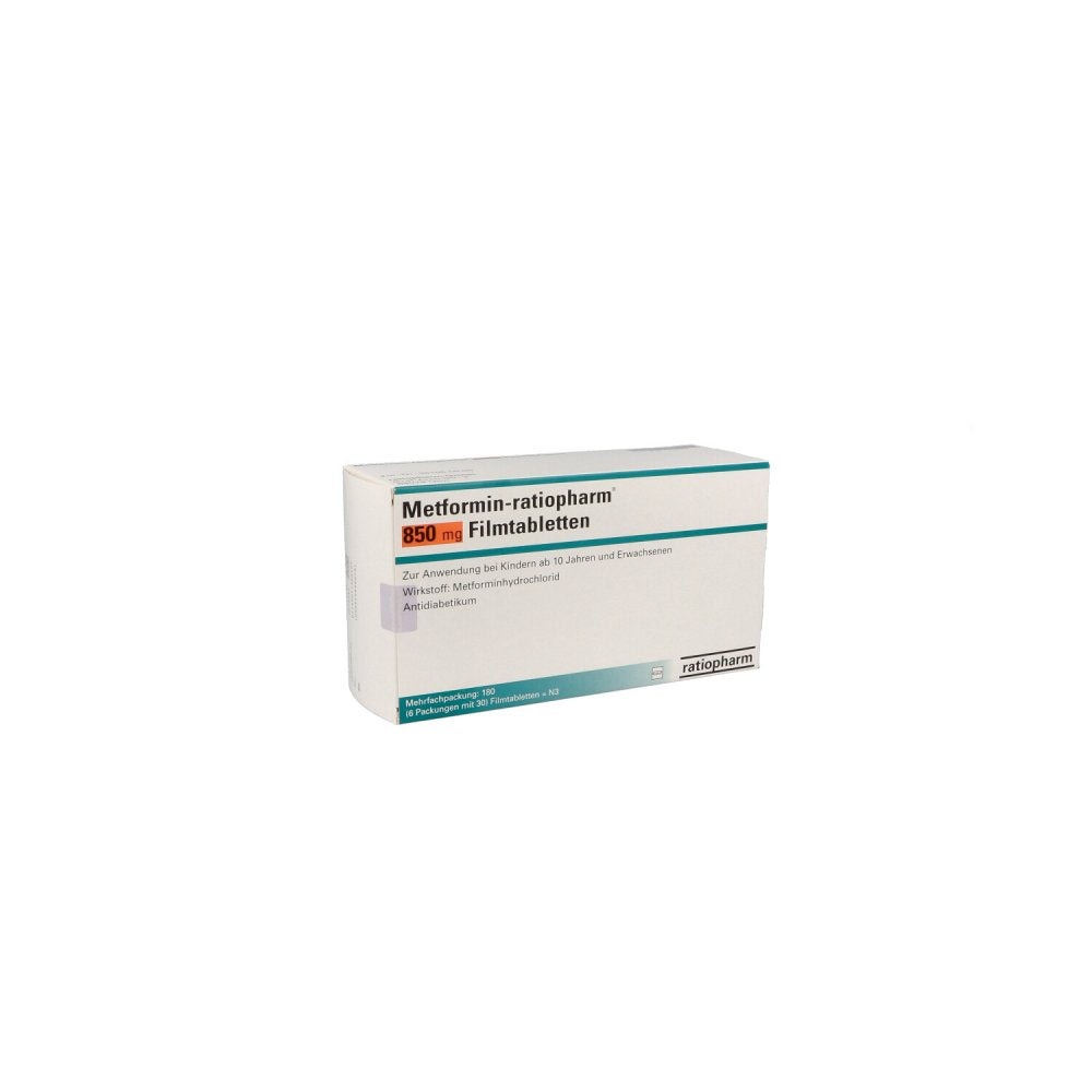 Das Produktfoto zeigt Metformin-Ratiopharm 850 Mg Filmtabletten (180 stk) PZN 01139059