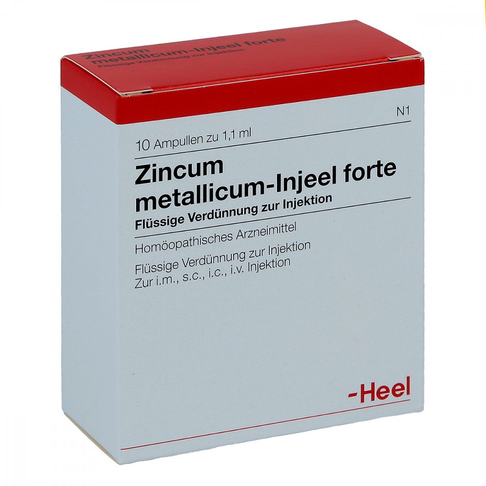 Das Produktfoto zeigt Zincum Metallicum Injeel Forte Ampullen (10 stk) PZN 01149649