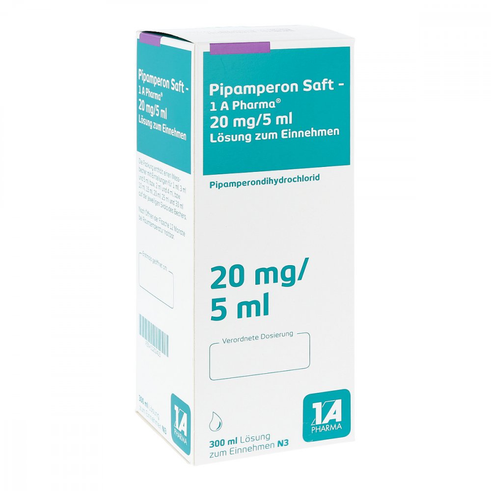 Das Produktfoto zeigt Pipamperon Saft-1a Pharma (300 ml) PZN 01202415