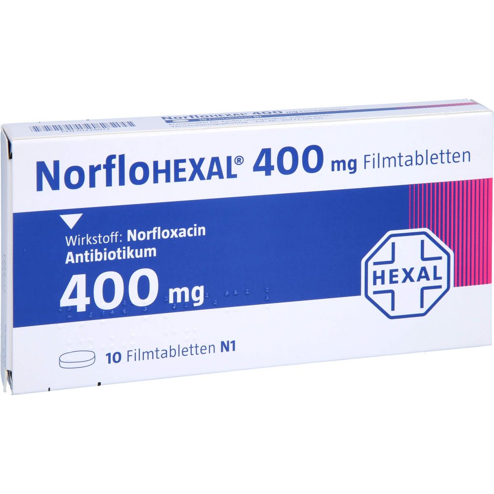Das Produktfoto zeigt Norflohexal 400 Mg Filmtabletten (10 stk) PZN 01225072