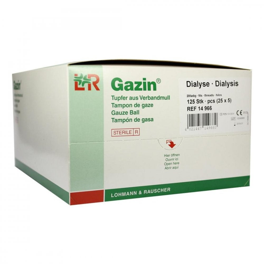 Das Produktfoto zeigt Gazin Dialysetupfer 2+3 Steril M.Schutzring (125 stk) PZN 01232238