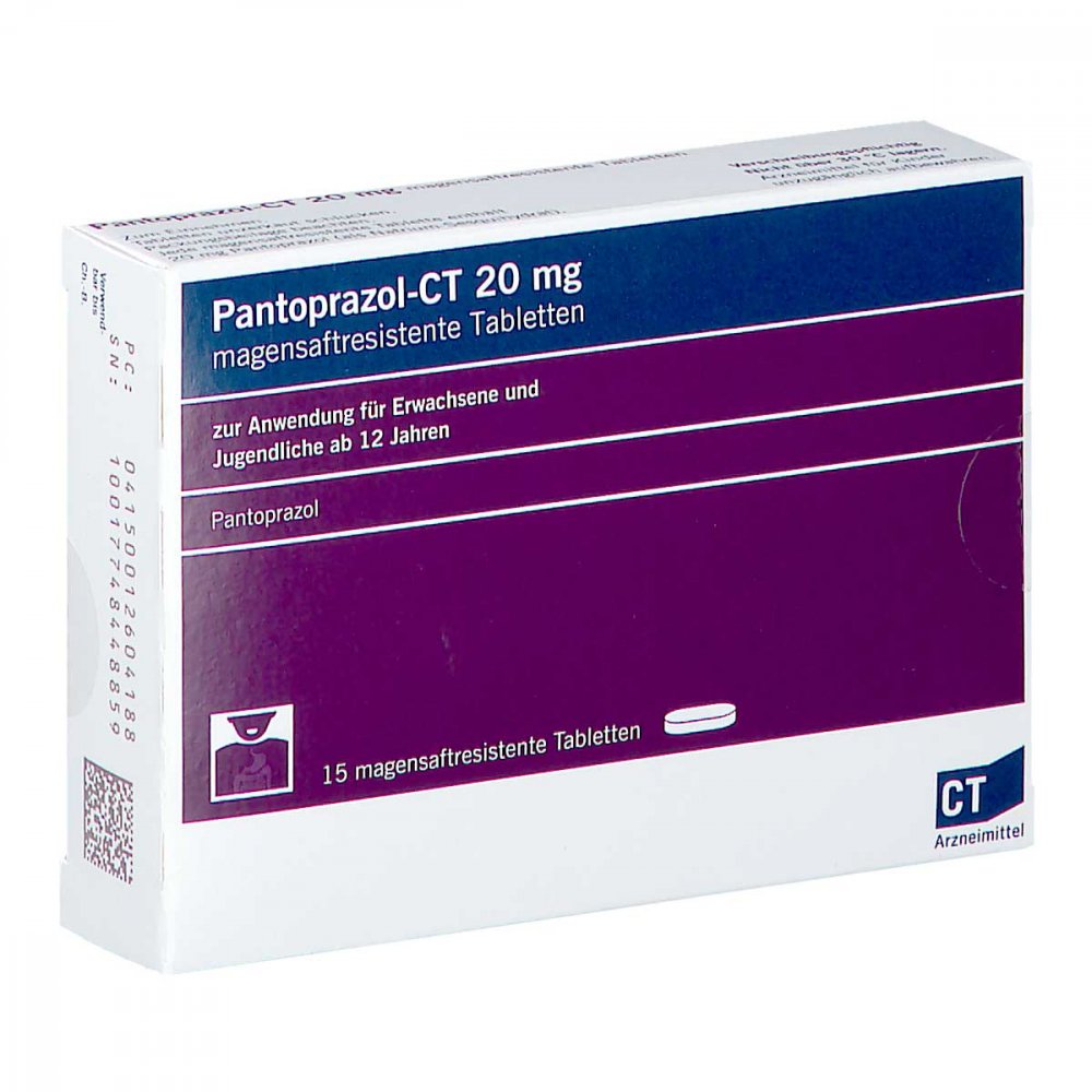 Das Produktfoto zeigt Pantoprazol-Ct 20 Mg Magensaftresistente Tabletten (15 stk) PZN 01260418