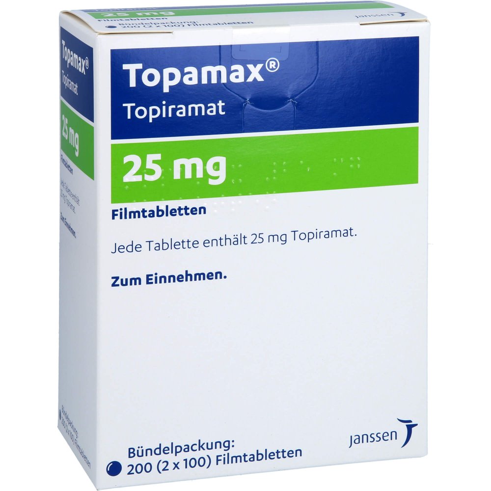 Das Produktfoto zeigt Topamax 25 Mg Filmtabletten (200 stk) PZN 01266958