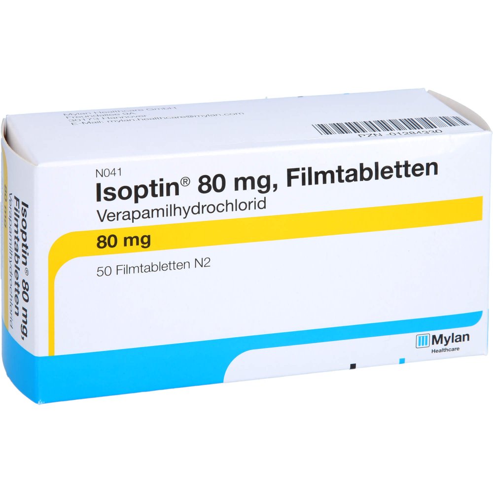 Das Produktfoto zeigt Isoptin 80 Mg Filmtabletten (50 stk) PZN 01284330
