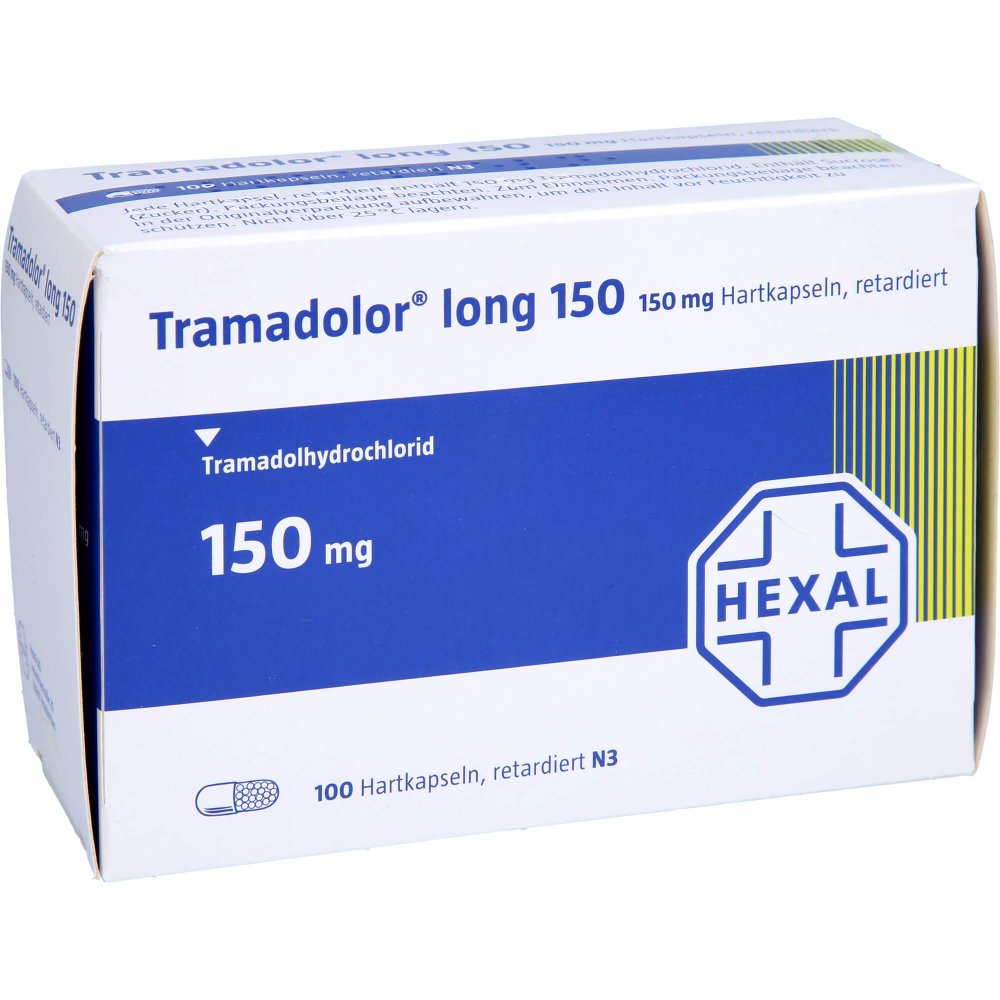 Das Produktfoto zeigt Tramadolor Long 150 Retardkapseln (100 stk) PZN 01300046
