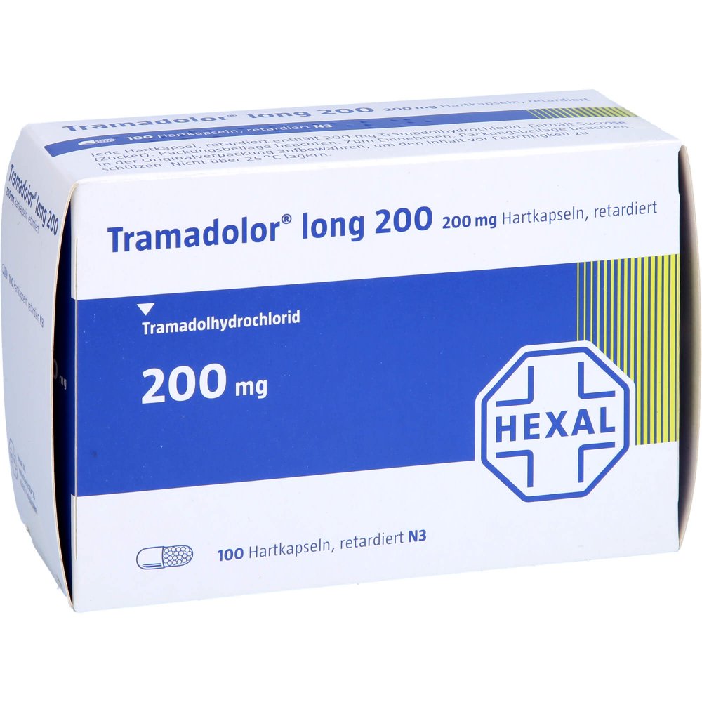 Das Produktfoto zeigt Tramadolor Long 200 Retardkapseln (100 stk) PZN 01300069