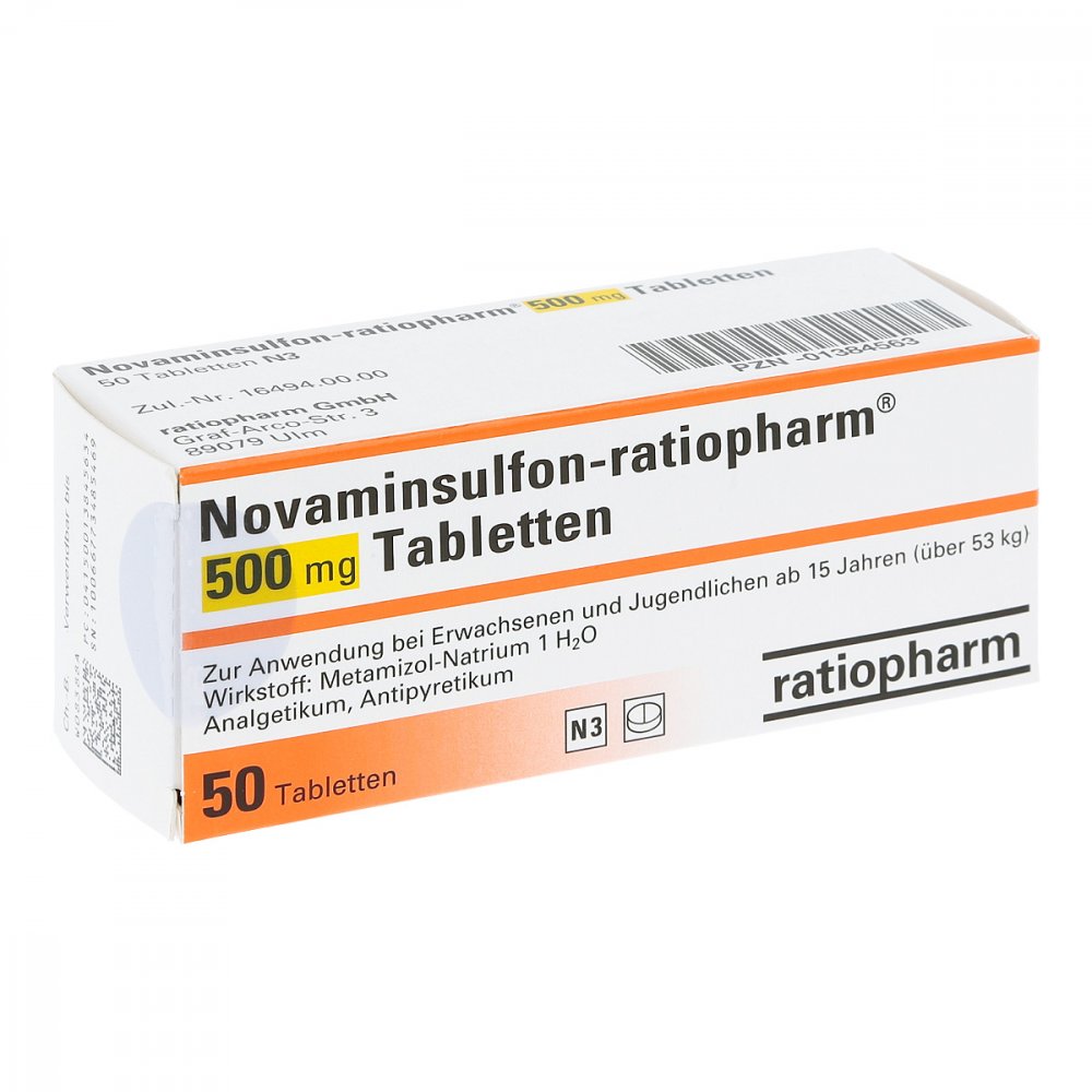 Novaminsulfon-Ratiopharm 500 Mg Tabletten (50 stk)