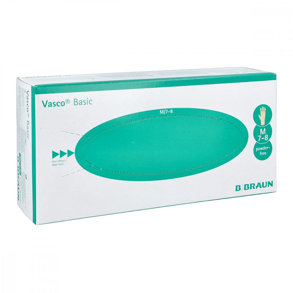 Das Produktfoto zeigt Vasco Basic Handschuhe Gr.M (100 stk) PZN 01385462