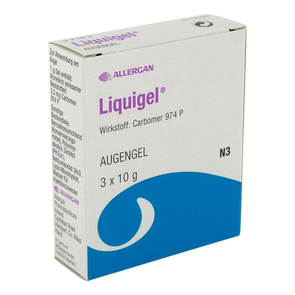 Das Produktfoto zeigt Liquigel Augengel (3X10 g) PZN 01389721