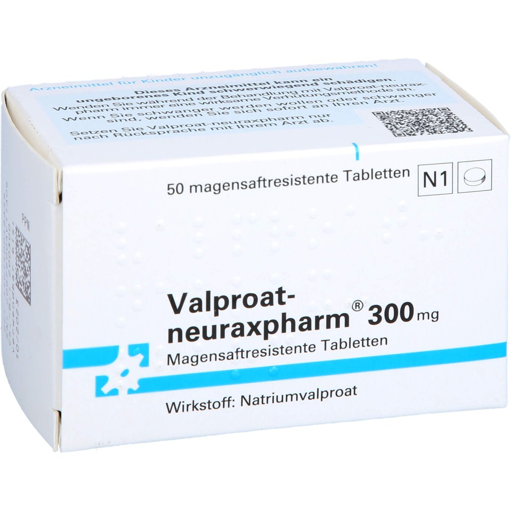 Das Produktfoto zeigt Valproat-Neuraxpharm 300 Mg Magensaftres.Tabletten (50 stk) PZN 01400486