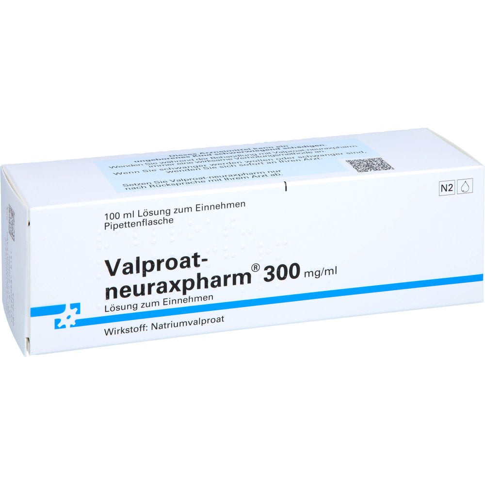 Das Produktfoto zeigt Valproat-Neuraxpharm 300 Mg/Ml Lösung Zum Einn. (100 ml) PZN 01400598