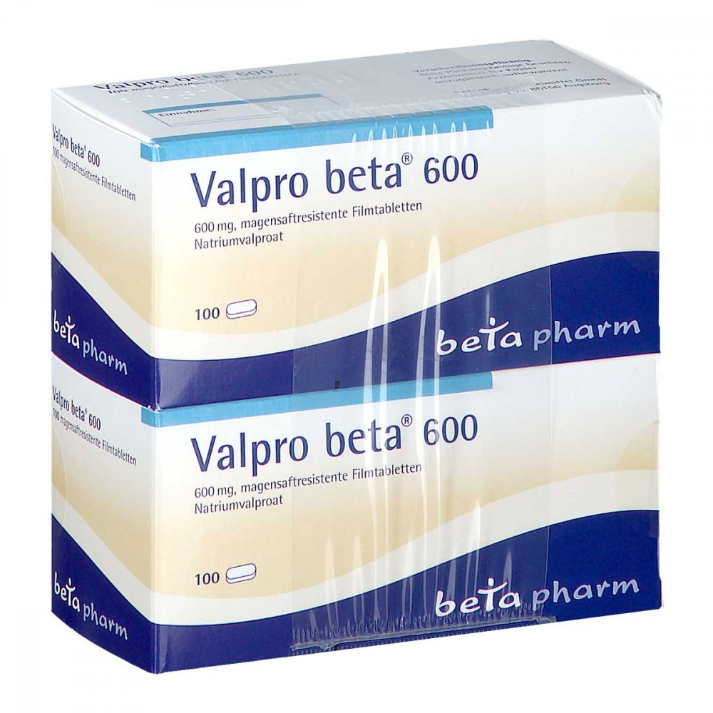 Das Produktfoto zeigt Valpro Beta 600 Magensaftresistente Filmtabletten (200 stk) PZN 01401362