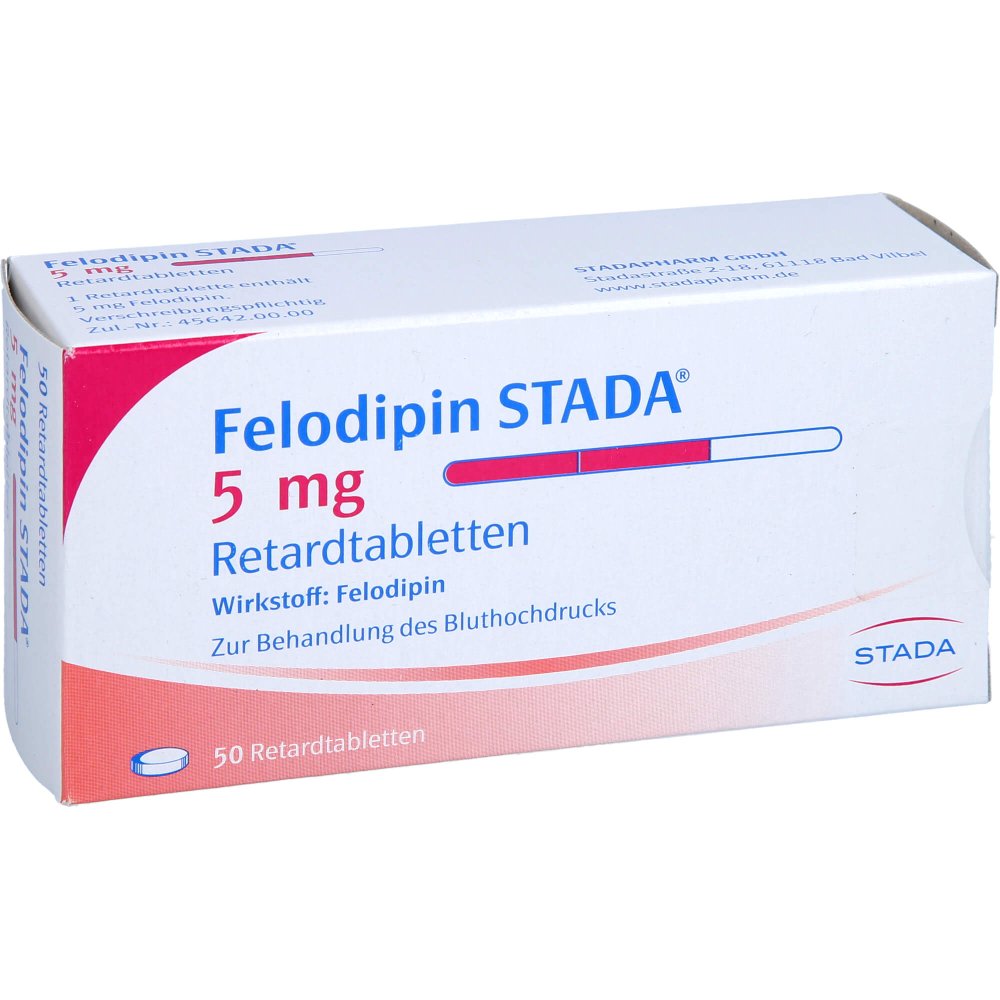 Das Produktfoto zeigt Felodipin Stada 5 Mg Retardtabletten (50 stk) PZN 01433994