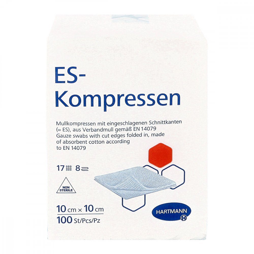 Es-Kompressen Unsteril 10x10 Cm 8fach (100 stk)