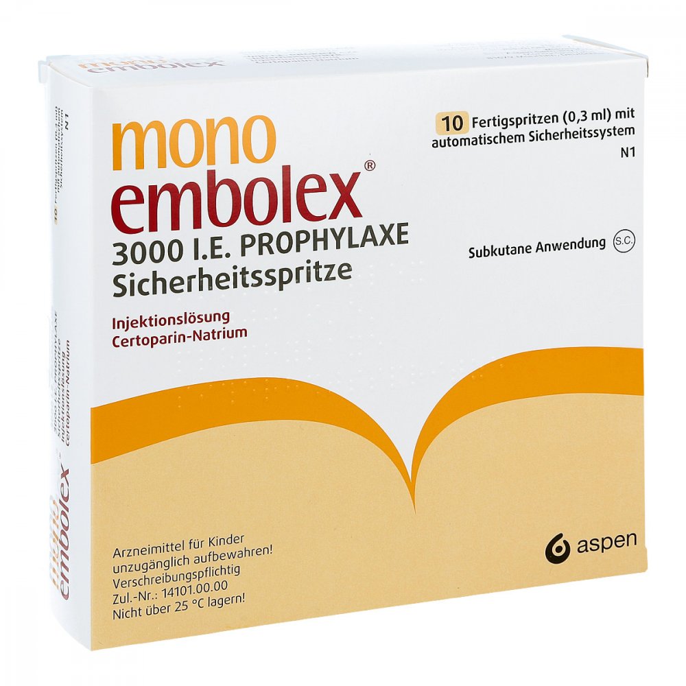 Mono Embolex 3.000 I.E. Prophylaxe Sicherh.Spr. (10 stk)