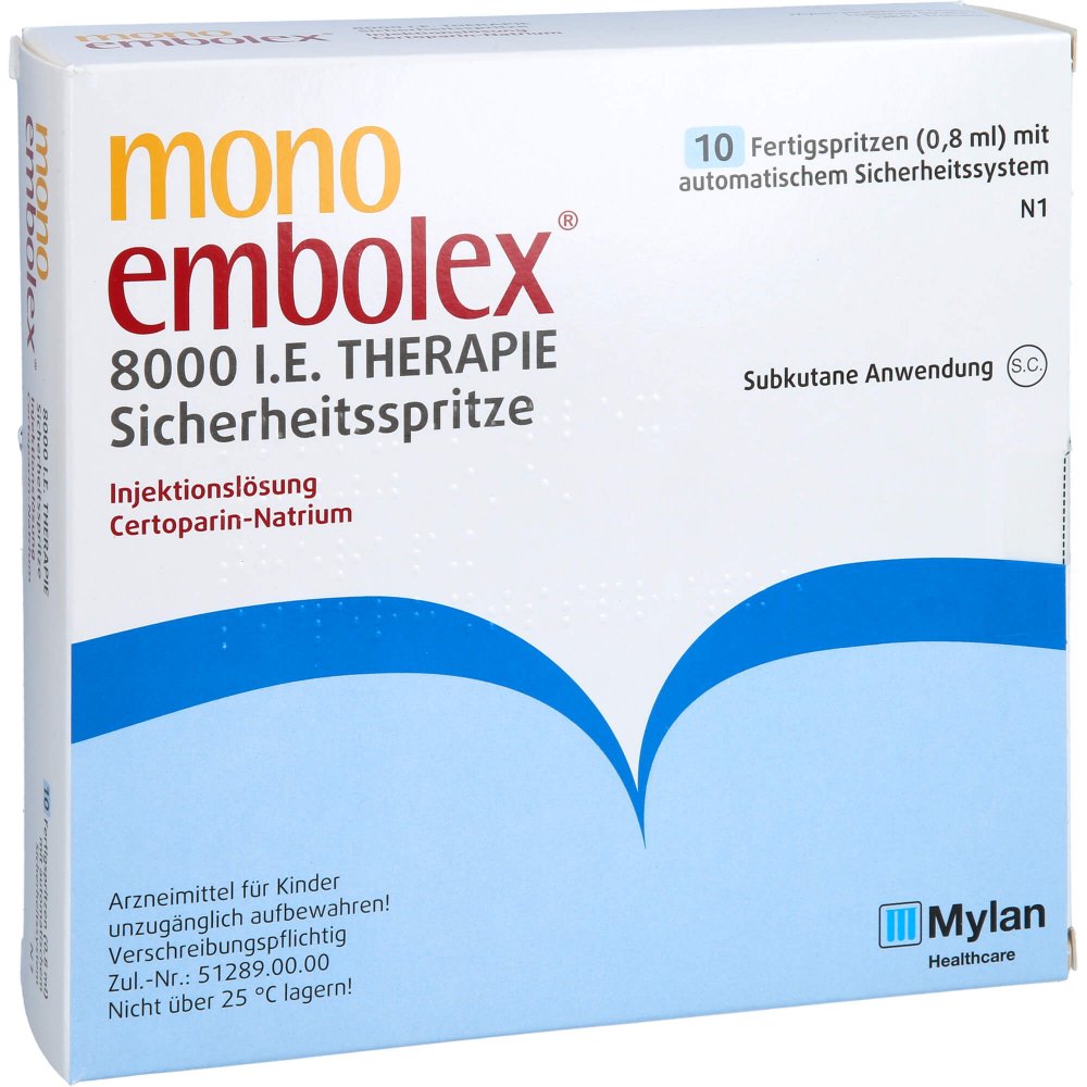 Mono Embolex 8.000 I.E. Therapie Sicherheitsspr. (10 stk)