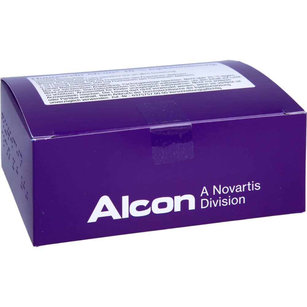 Das Produktfoto zeigt Fluorescein Alcon 10% Ampullen (12X5 ml) PZN 01467007