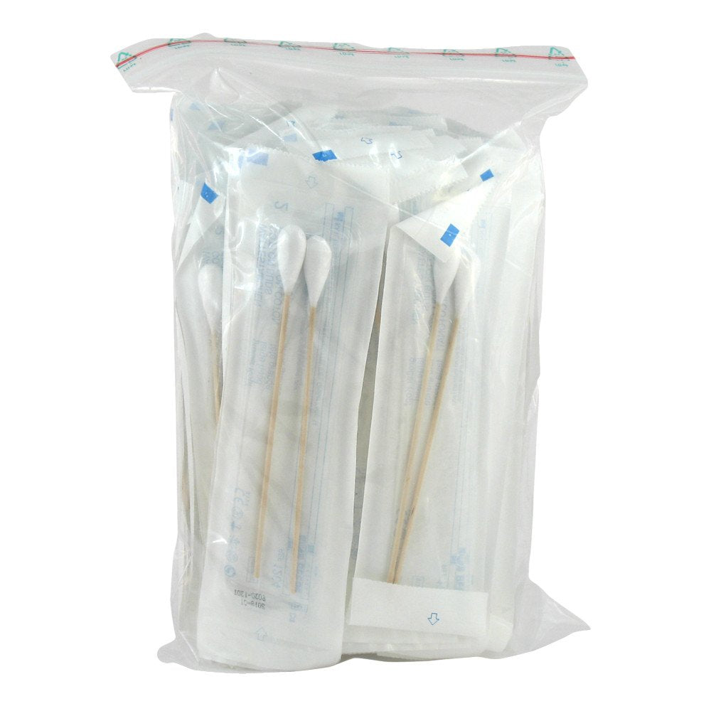 Das Produktfoto zeigt Wattestäbchen Holz 15 Cm Großer Kopf Steril (50X2 stk) PZN 01525265