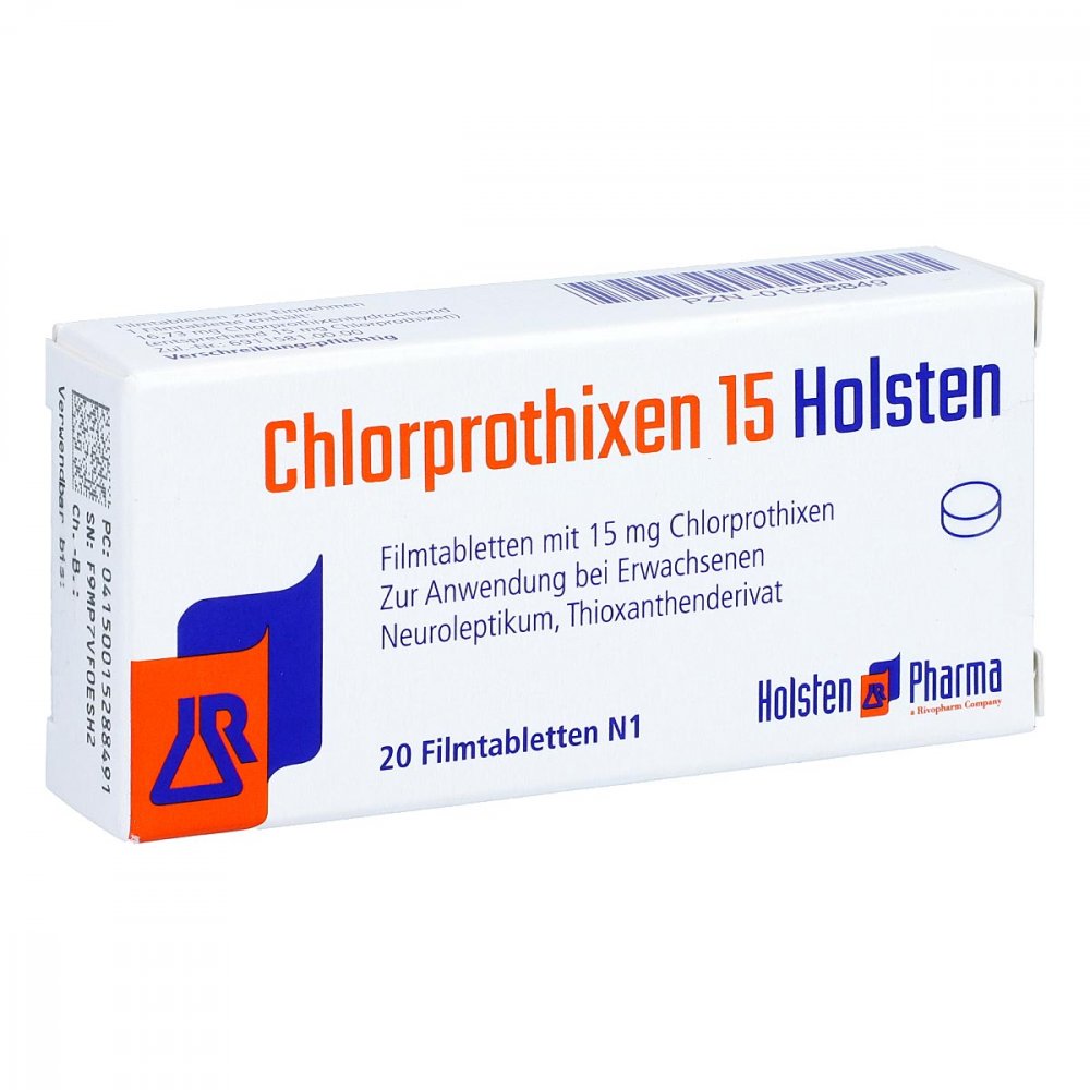Das Produktfoto zeigt Chlorprothixen 15 Holsten Filmtabletten (20 stk) PZN 01528849