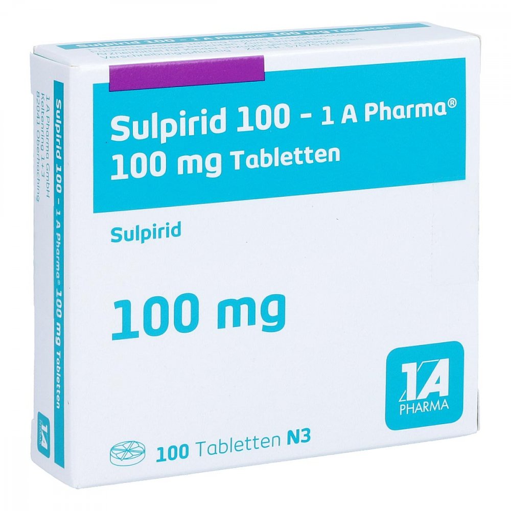 Das Produktfoto zeigt Sulpirid 100-1a Pharma Tabletten (100 stk) PZN 01639572