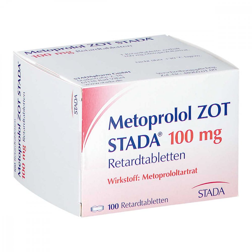 Das Produktfoto zeigt Metoprolol Zot Stada 100 Mg Retardtabletten (100 stk) PZN 01663286