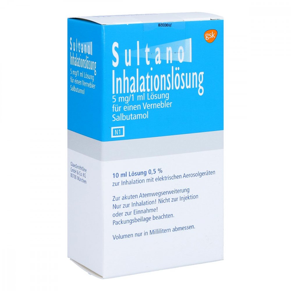Das Produktfoto zeigt Sultanol Lösung Für Einen Vernebler (10 ml) PZN 01664630