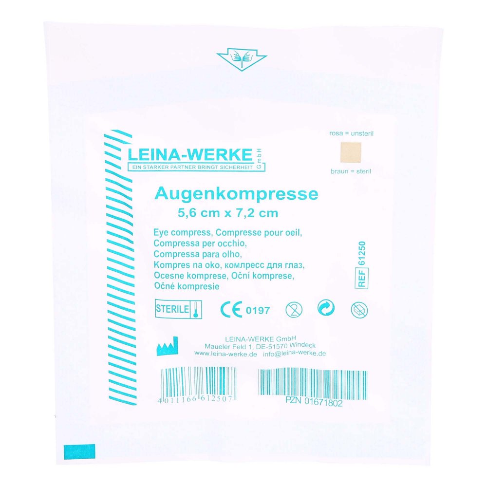 Das Produktfoto zeigt Augenkompresse 56x72 Mm Steril (1 stk) PZN 01671802