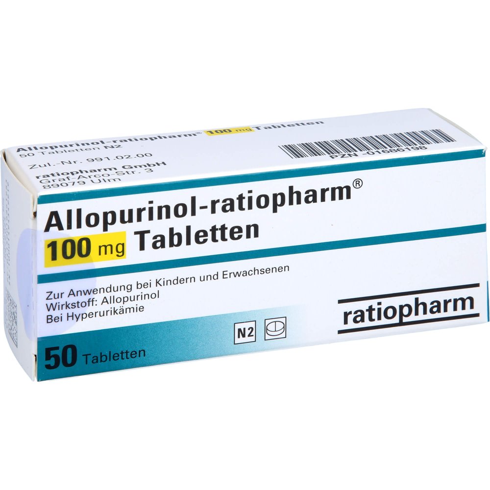 Allopurinol-Ratiopharm 100 Mg Tabletten (50 stk)
