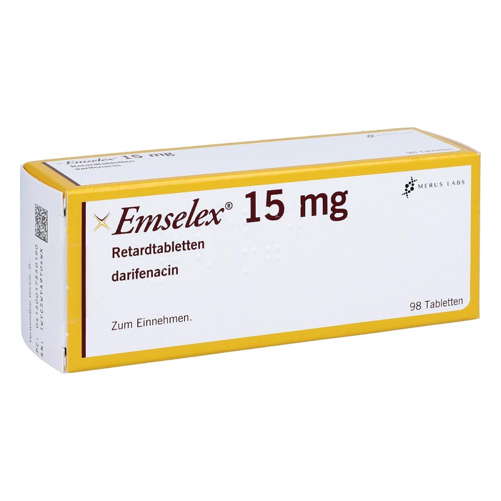 Das Produktfoto zeigt Emselex 15 Mg Retardtabletten (98 stk) PZN 01755019