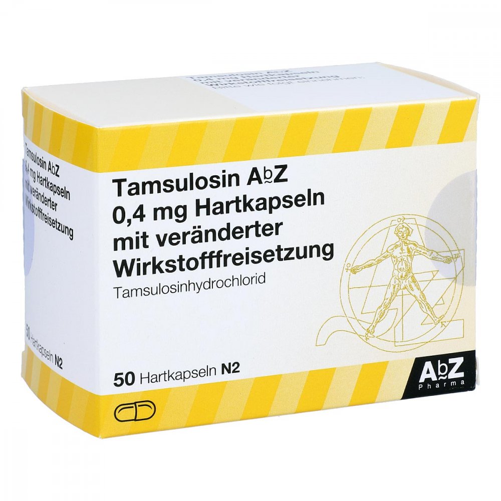 Das Produktfoto zeigt Tamsulosin Abz 0,4 Mg Hartk.M.Veränd.Wst.-Frs. (50 stk) PZN 01804574
