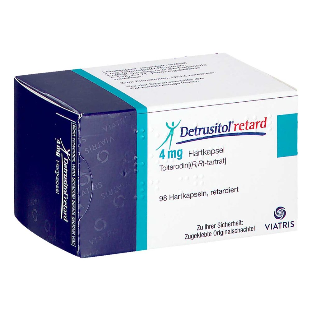 Das Produktfoto zeigt Detrusitol Retard 4 Mg Hartkapseln (98 stk) PZN 01812409
