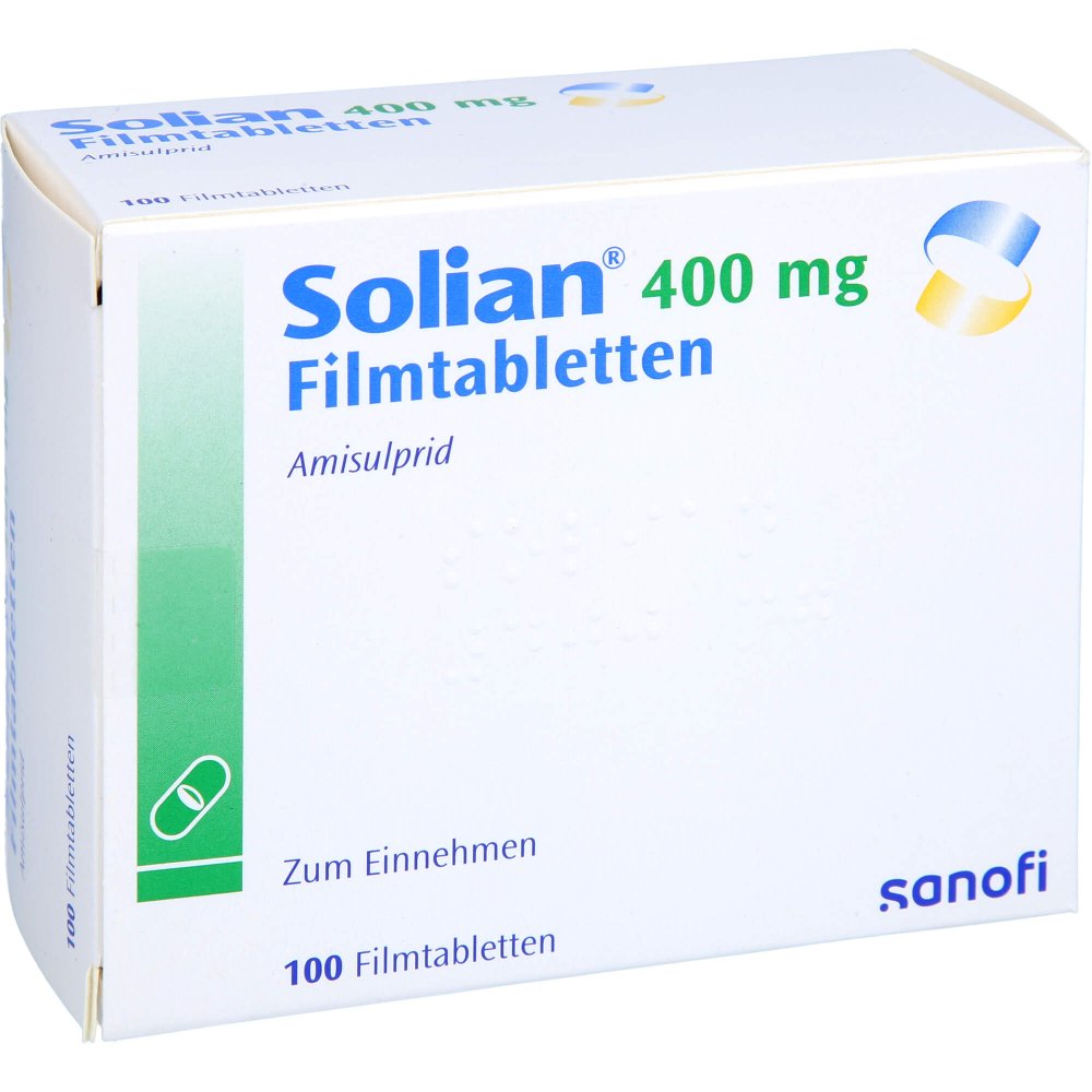Das Produktfoto zeigt Solian 400 Mg Filmtabletten (100 stk) PZN 01827440