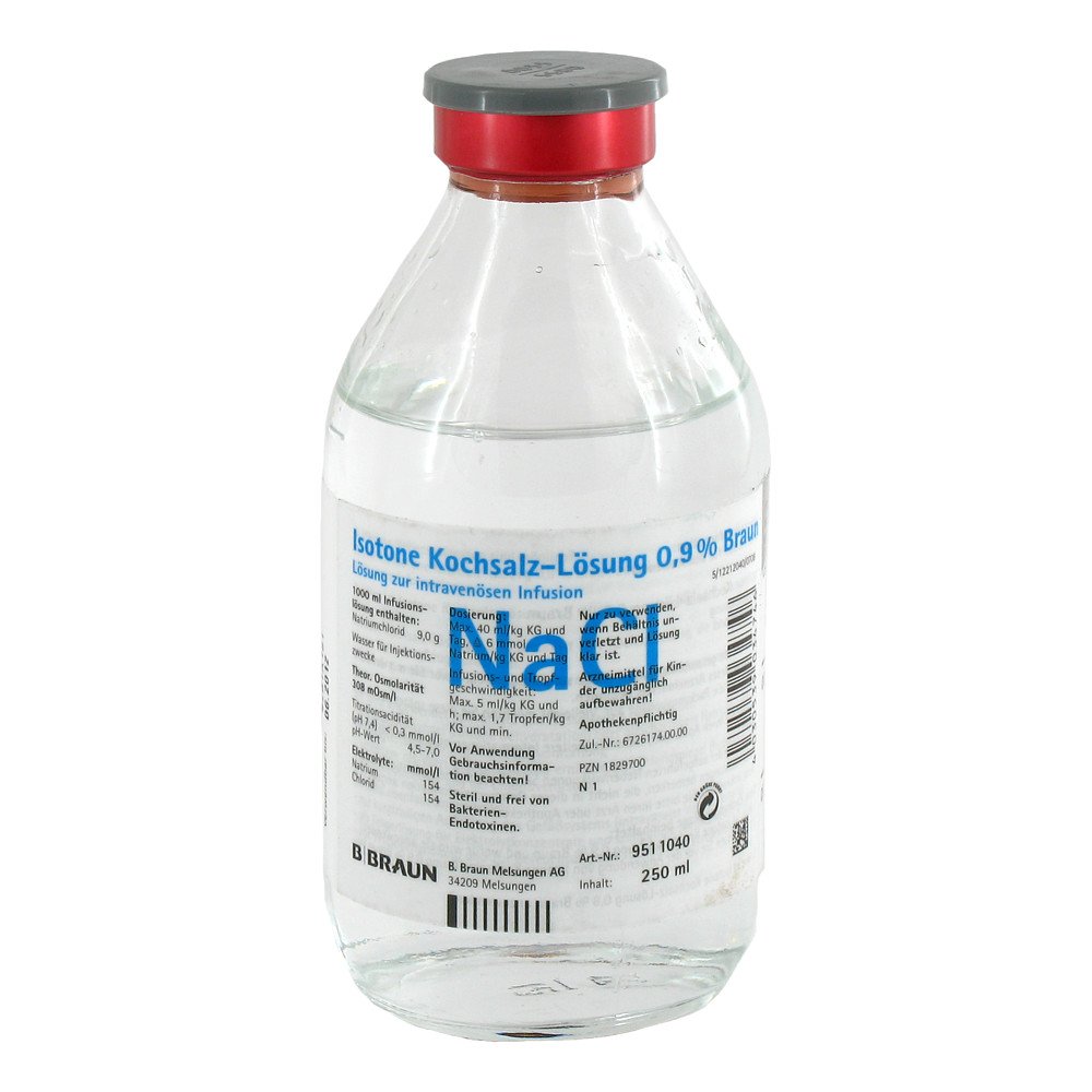 Kochsalzlösung 0,9% Glasfl. (250 ml)
