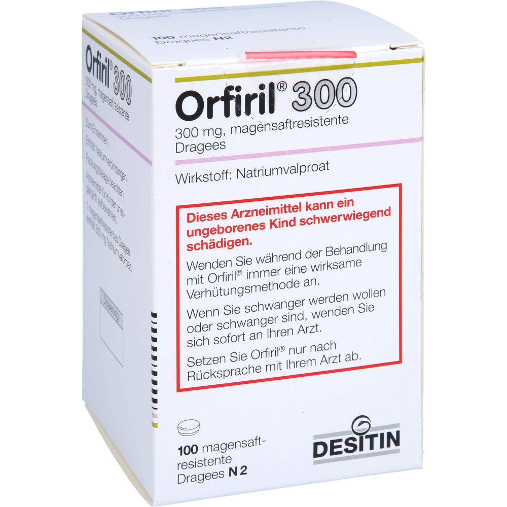 Das Produktfoto zeigt Orfiril 300 Magensaftresistente Dragees (100 stk) PZN 01887057