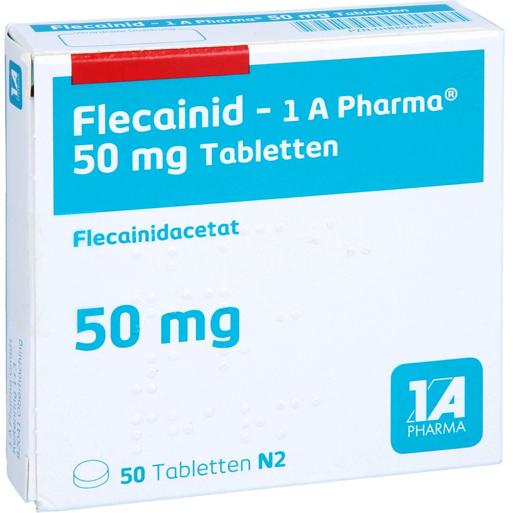 Das Produktfoto zeigt Flecainid-1a Pharma 50 Mg Tabletten (50 stk) PZN 01889889