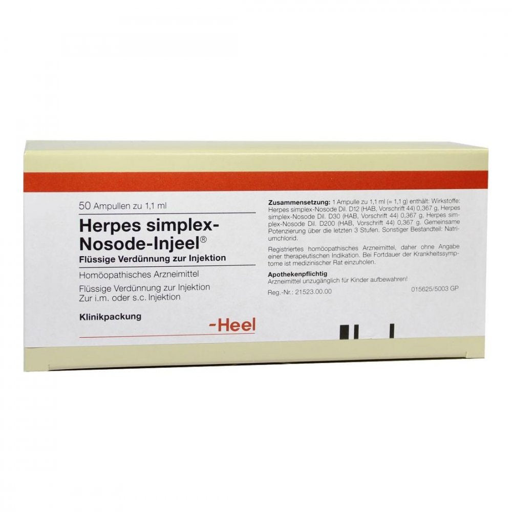 Das Produktfoto zeigt Herpes Simplex Nosode Injeel Ampullen (50 stk) PZN 01896613