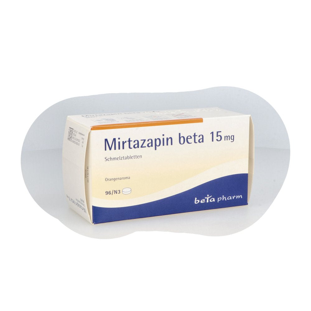 Das Produktfoto zeigt Mirtazapin Beta 15 Mg Schmelztabletten (96 stk) PZN 01923681