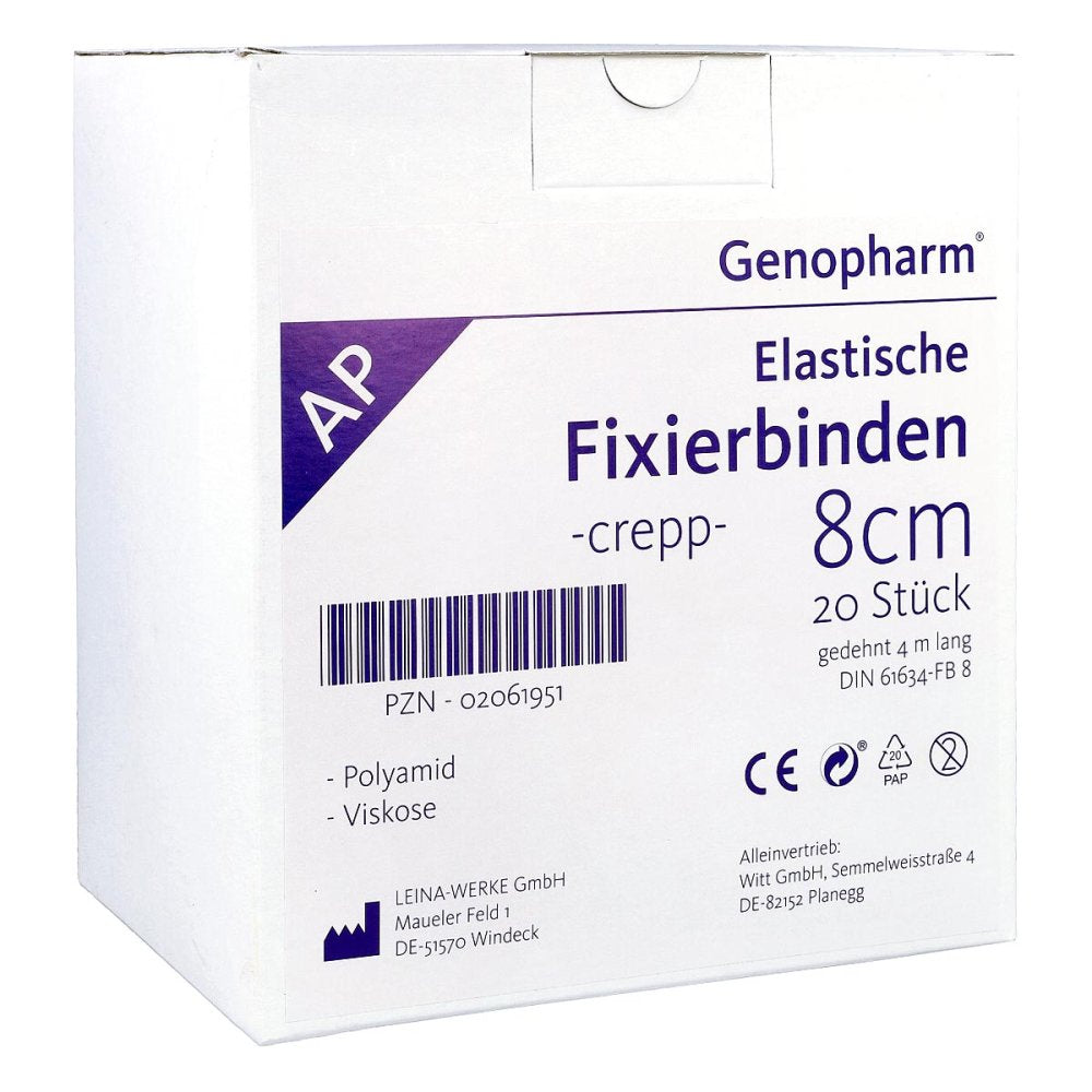 Das Produktfoto zeigt Elastische Fixierbinde 8 Cm Genopharm (20 stk) PZN 02061951