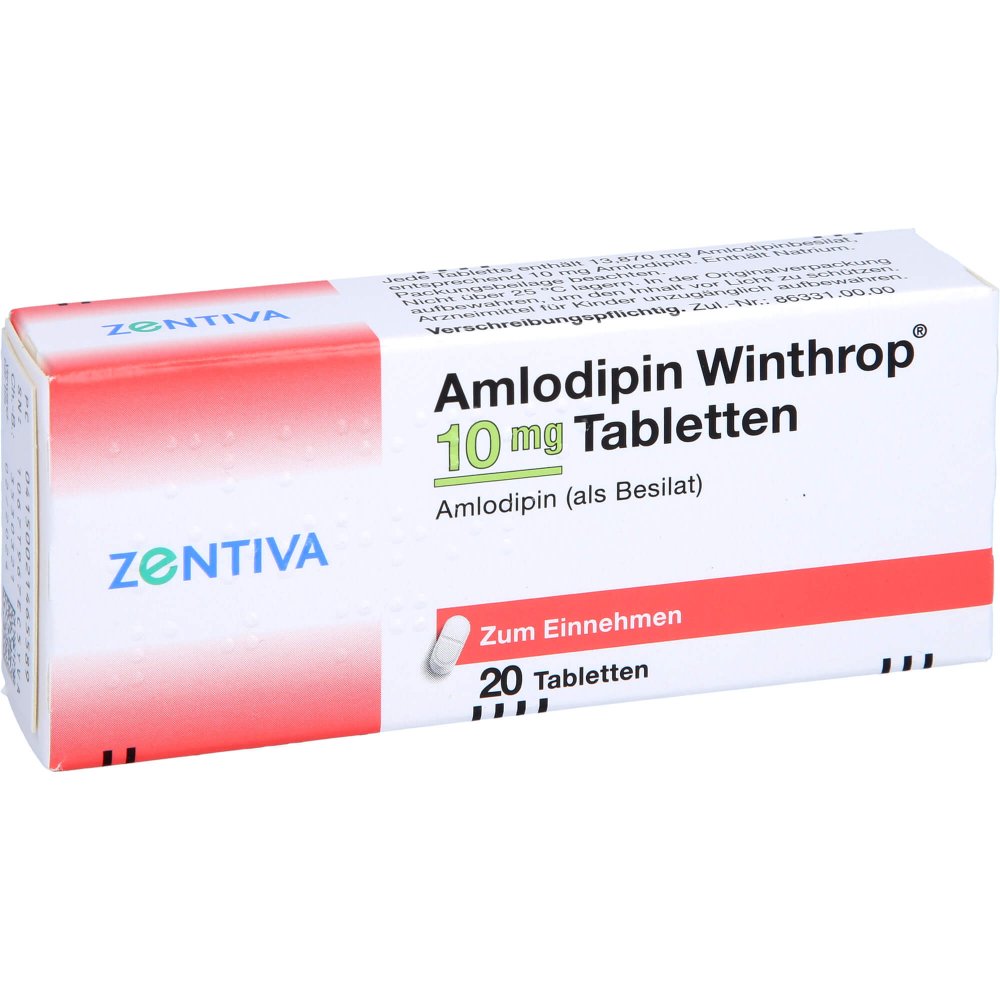 Das Produktfoto zeigt Amlodipin Winthrop 10 Mg Tabletten (20 stk) PZN 02146558