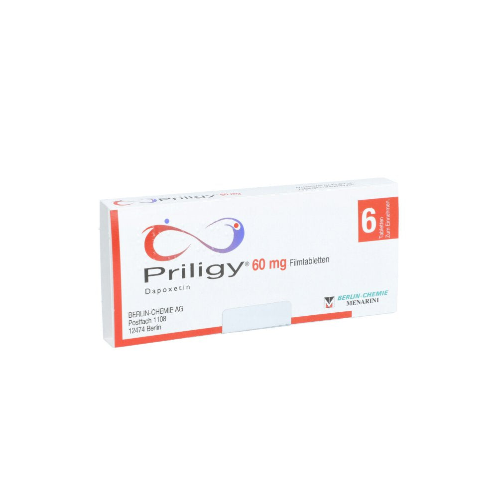 Das Produktfoto zeigt Priligy 60 Mg Filmtabletten (6 stk) PZN 02156031