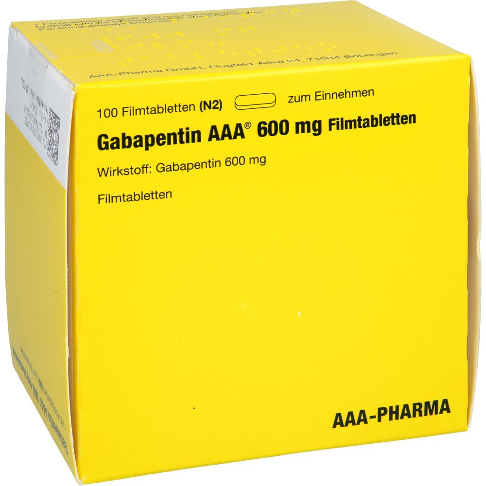 Das Produktfoto zeigt Gabapentin Aaa 600 Mg Filmtabletten (100 stk) PZN 02161090