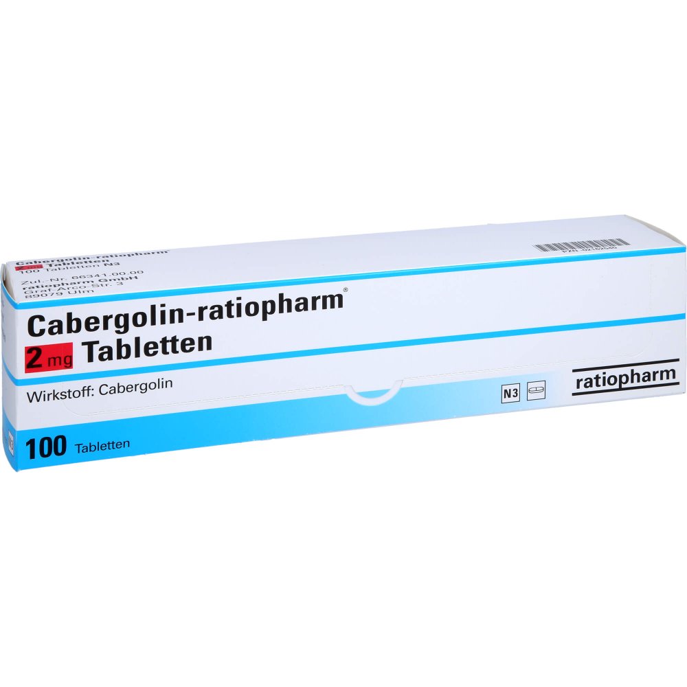 Das Produktfoto zeigt Cabergolin-Ratiopharm 2 Mg Tabletten (100 stk) PZN 02162540